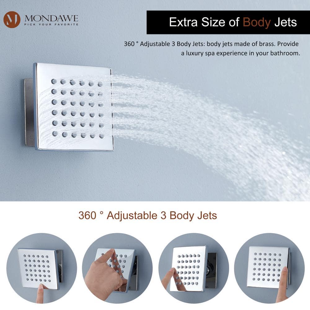 22" Chrome Dual Shower System with Digital Display and Body Jets
