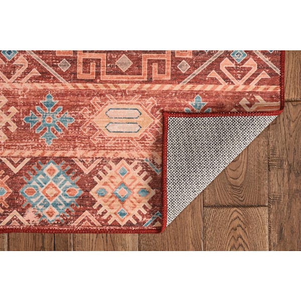 Washable Rosa Red/Ivory 2 ft. x 8 ft.