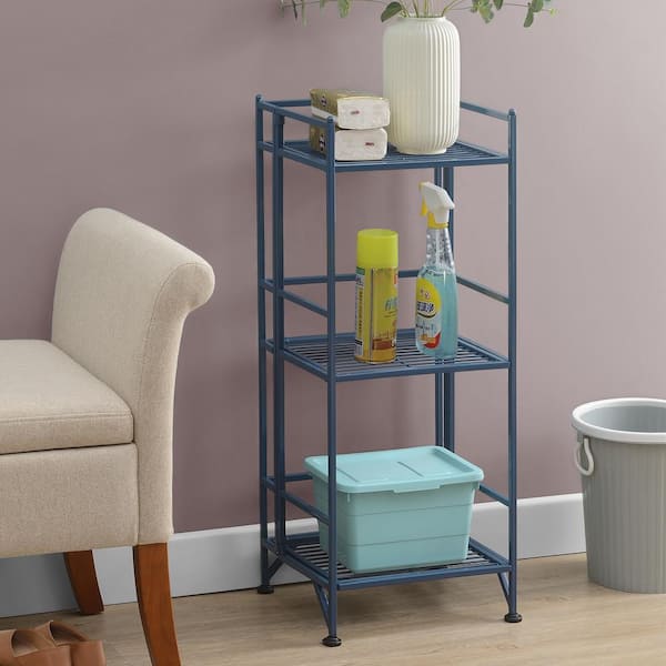 Xtra Storage 13 in. W Cobalt Blue 3 Tier Folding Metal Shelf
