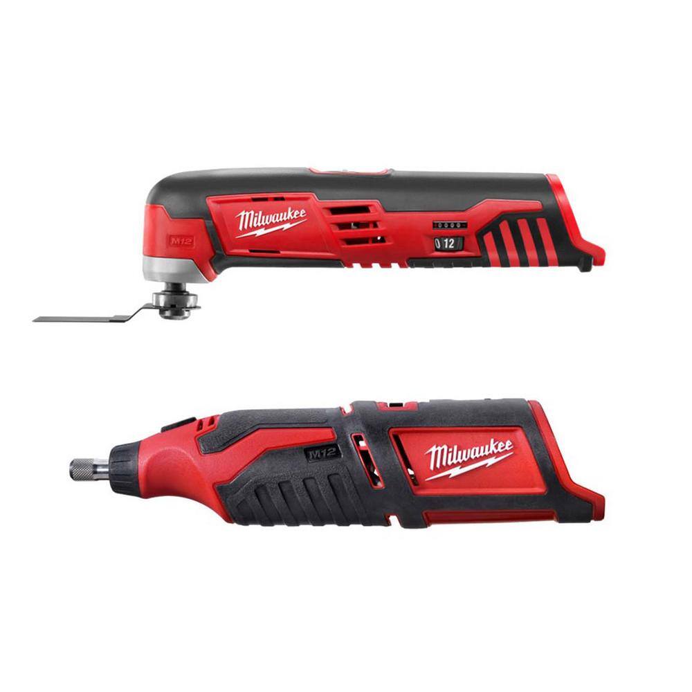 Milwaukee M12 12-Volt Lithium-Ion Cordless Oscillating Multi-Tool with M12  12-Volt Lithium-Ion Cordless Rotary Tool 2426-20-2460-20 The Home Depot