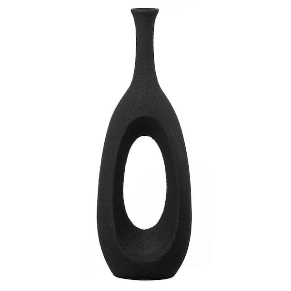 Uniquewise 30 in. Frosted Black Fiberglass Tall Floor Vase-Decorative Vase for Modern Home Decor for Living Room, Home Office