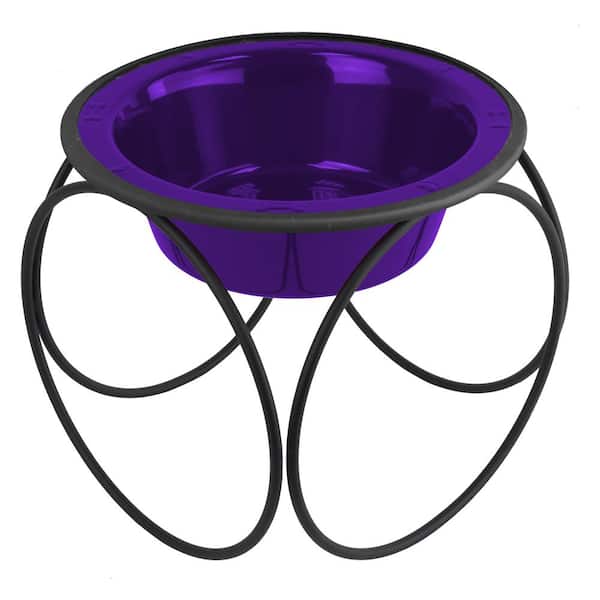 Platinum Pets Olympic Diner Feeder with Stainless Steel Cat/Dog Bowl, Electric Purple