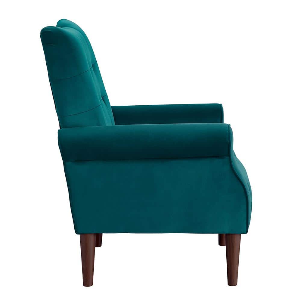 Teal Velvet Manufactured Wood 30" Accent Arm Chair