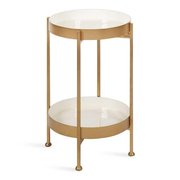 Nira 15.00 in. D White 24.00 in. H Round Metal End Table