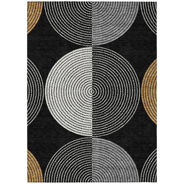 Chantille Machine Washable Indoor/Outdoor Abstract ACN2281 Black 2 ft. 6 in. x 3 ft. 10 in. Area Rug