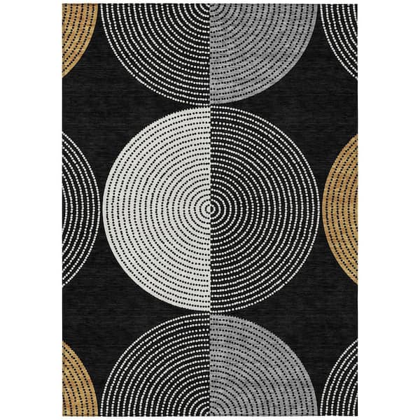 Chantille Machine Washable Indoor/Outdoor Abstract ACN2281 Black 8 ft. x 10 ft. Area Rug