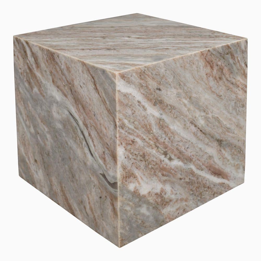 Felix 15 in. Contemporary Natural Marble Handmade Cube End Table, Travertine - thumbnail 9