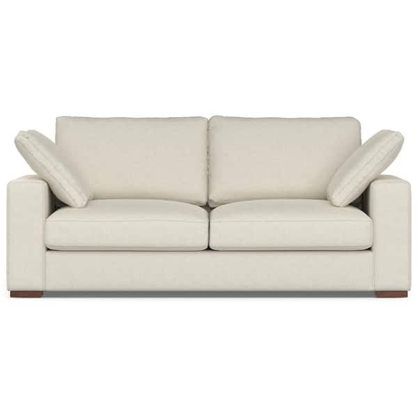Charlie 78 inch Straight Arm Tightly Woven Performance Fabric Rectangle Sofa in. Cream