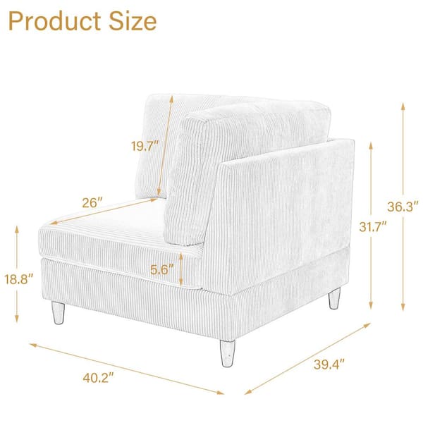 OUI♡ Uixe Orange Corduroy Fabric Right Arm Facing Sectional