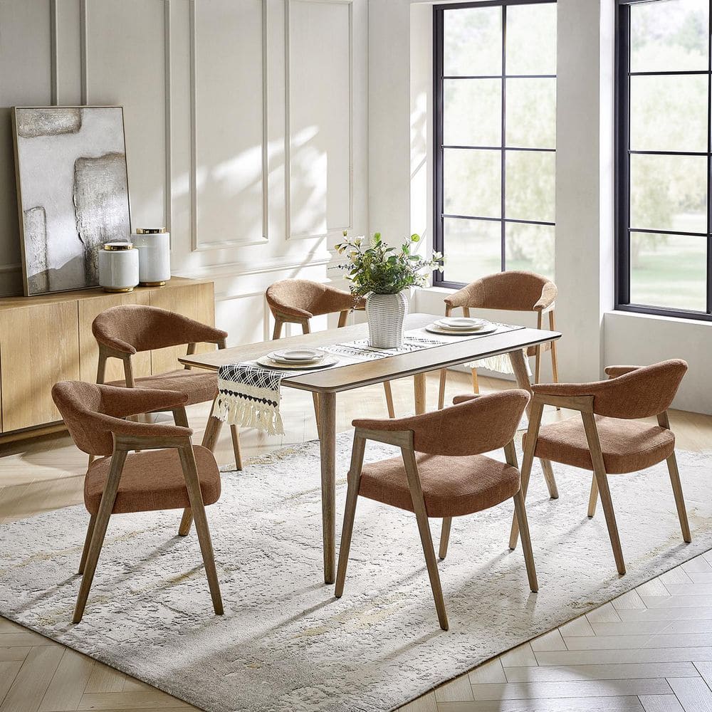JAYDEN CREATION Elisa Rust Polyester Mid-Century Modern Dinning