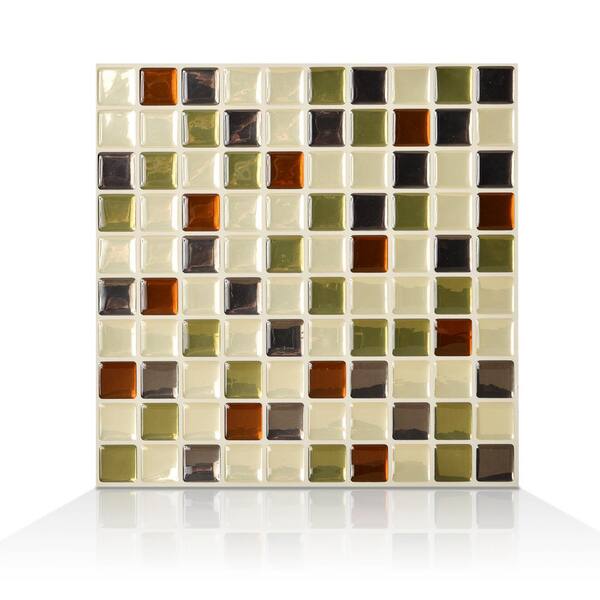 smart tiles Idaho 9.85 in. W x 9.85 in. H Peel and Stick Self-Adhesive Decorative Mosaic Wall Tile Backsplash