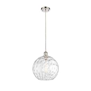 Athens Water Glass 60-Watt 1 Light Polished Nickel Shaded Mini Pendant Light with Clear glass Clear Glass Shade