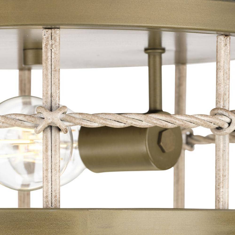 Aged Brass 13'' Indoor/Outdoor Drum Flush Mount Light