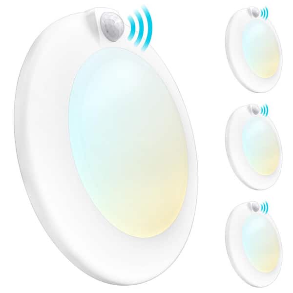 LUXRITE 10-Watt 6 in. Motion Sensor Ceiling Light 3 Color 3000K-5000K Selectable LED Flush Mount 1000 Lumens (4-Pack)