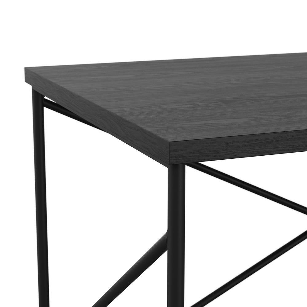 Black Wood Grain Parsons Desk with Metal X-Frame
