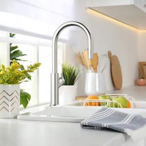 Single-Handle Pull Down Sprayer Kitchen Faucet with Hidden Spray Head in Brushed Nickel