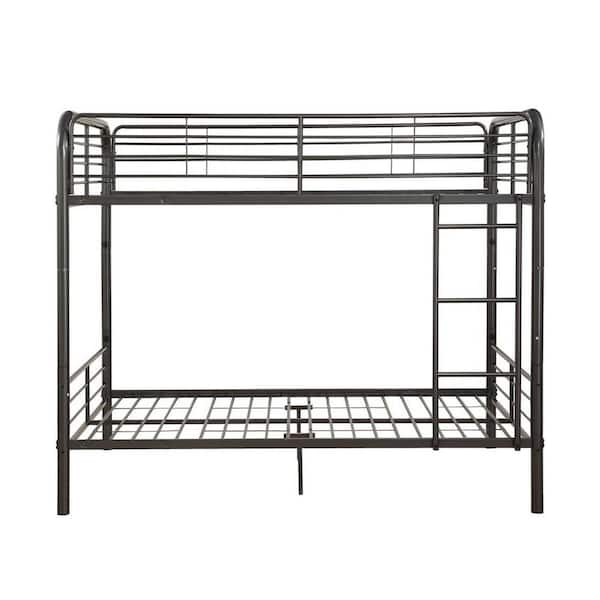 HomeRoots Amelia Gray Gunmetal Metal Tube Full Bunk Bed