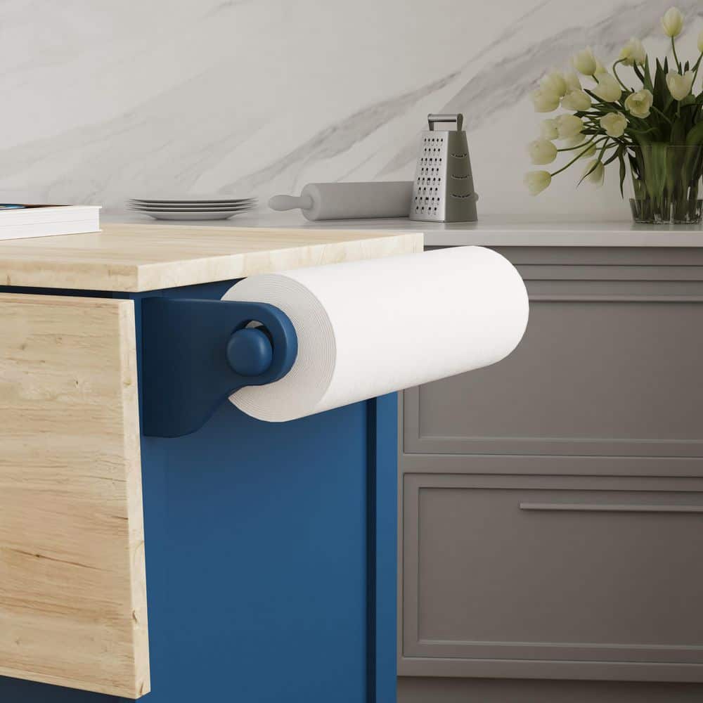 Blue Wood Drop Leaf Kitchen Cart with Spice Rack