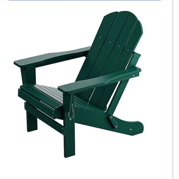 Tenleaf Dark Green Wood Folding Relaxing Arm Rest Adirondack Chair
