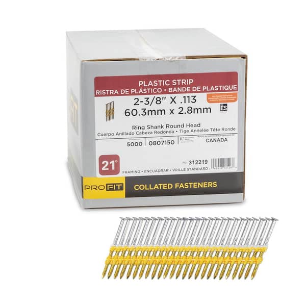 PRO-FIT 2-3/8 in. x 0.113 21-Degree Hot Dipped Galvanized Ring Shank Plastic Strip Framing Nails (5000 -Per Box)