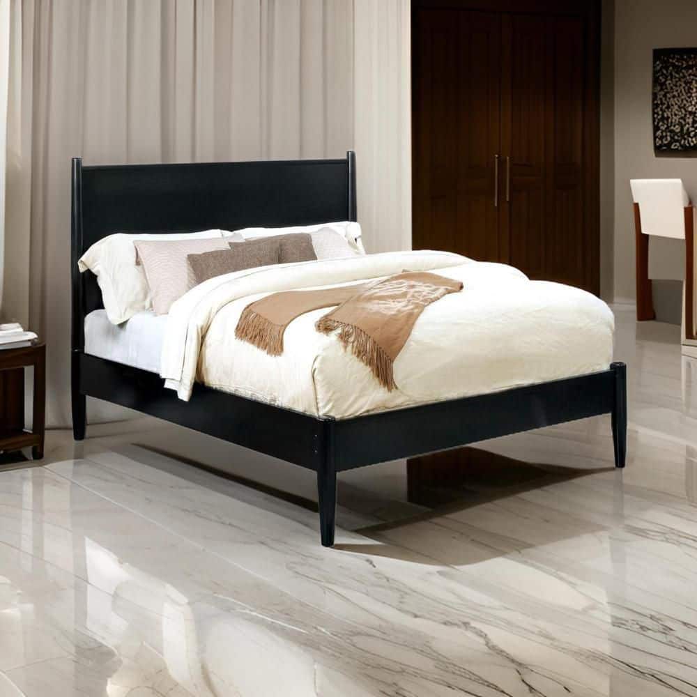 Black Wooden Eastern Frame King Size Panel Bed with Panel Headboard price history on PriceWatchPro
