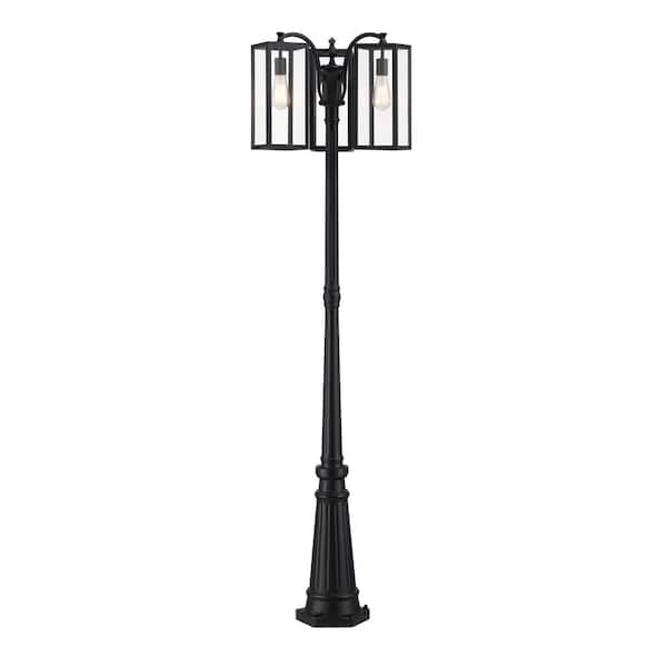 80"H 3-Light Matte Black Aluminum Weather Resistant Post Light Set with No Bulbs Included