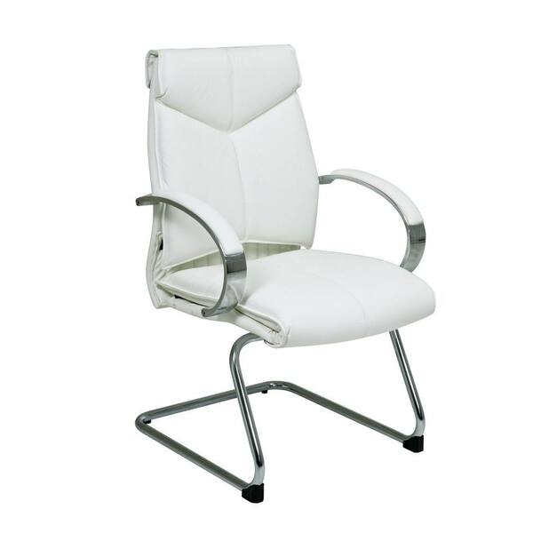 Office Star Products White Leather Visitor Office Chair