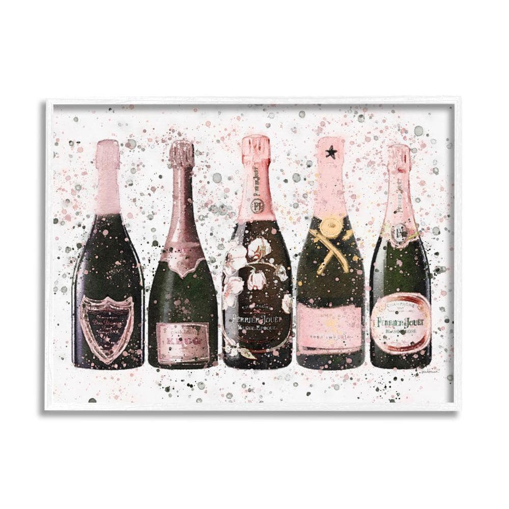 Chic Pink Rose Bottles Modern Fashion Splash by Amanda Greenwood Framed Drink Wall Art Print 16 in. x 20 in -  Stupell Industries, af-655_wfr16x20