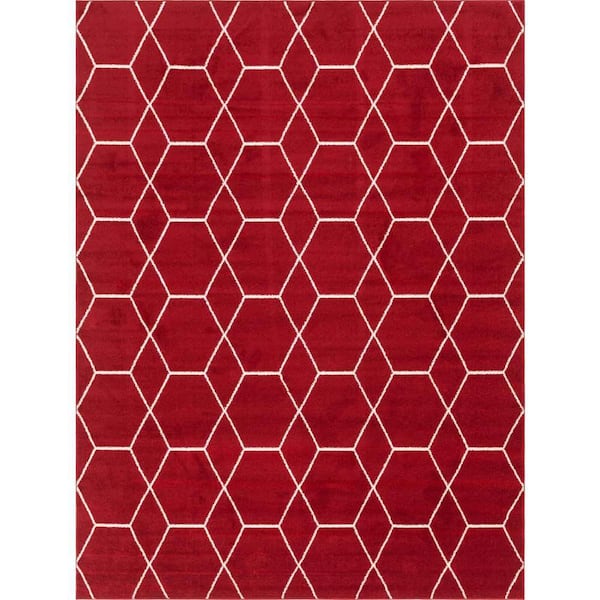 StyleWell Trellis Frieze Red/Ivory 9 ft. x 12 ft. Geometric Area Rug