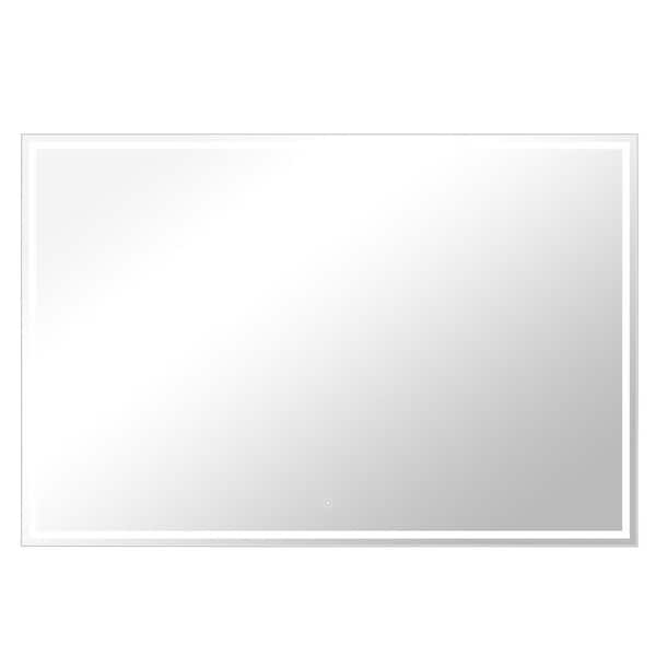 GETLEDEL 48 in. W x 32 in. H Large Rectangular Frameless LED Light Anti-Fog Wall Mounted Bathroom Vanity Mirror in Silver