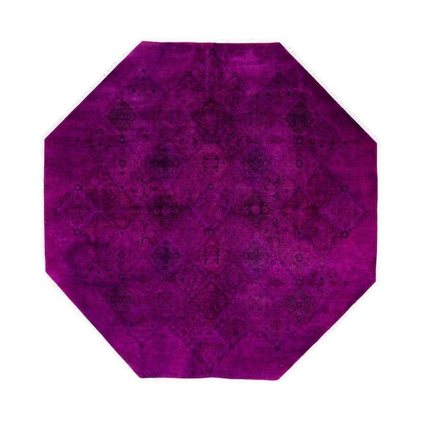 Overdyed Purple 8 ft. x 8 ft. Solid Wool Indoor Area Rug