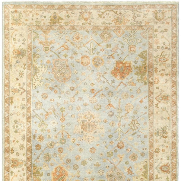 10 ft. x 14 ft. Blue, Sand Oriental Washable Area Rug