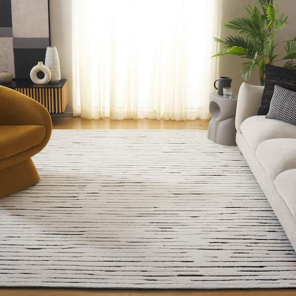 Casablanca 8 ft. x 10 ft. Ivory/Black Abstract Striped Area Rug
