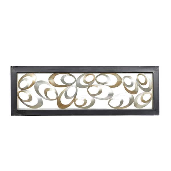 Litton Lane Metal Gold Scallop Ribbon Abstract Wall Decor with Black Frame