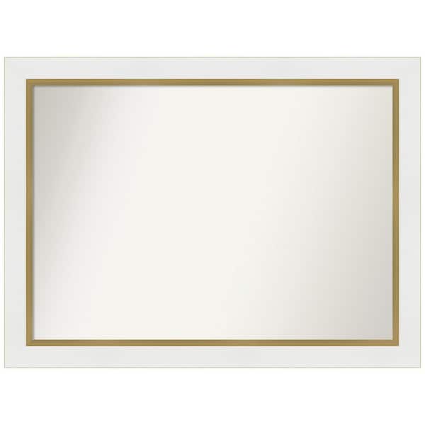 Amanti Art Eva White Gold 43.25 in. W x 32.25 in. H Non-Beveled Bathroom Wall Mirror in Gold, White