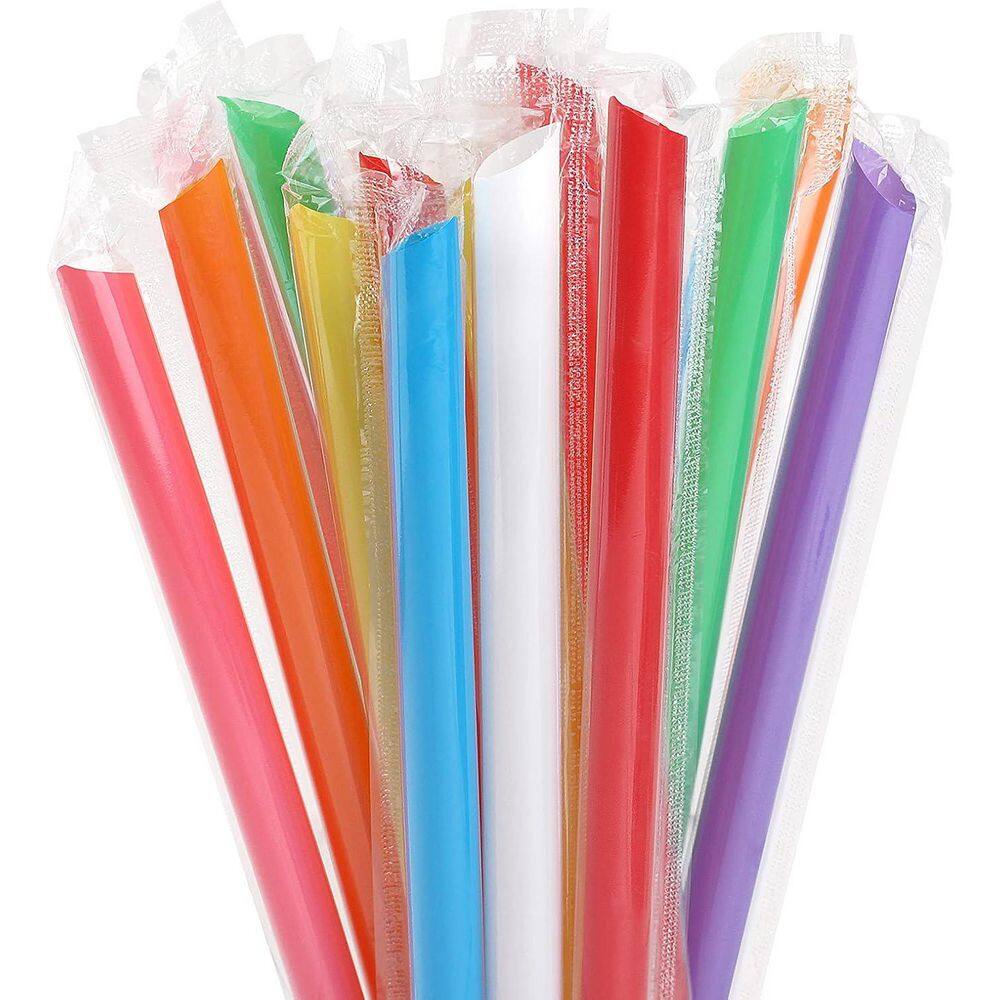 Multi Colors Multicolor Disposable Plastic Drinking Straws Jumbo Boba Smoothie Wide Mouth 100 Per Case price history on PriceWatchPro