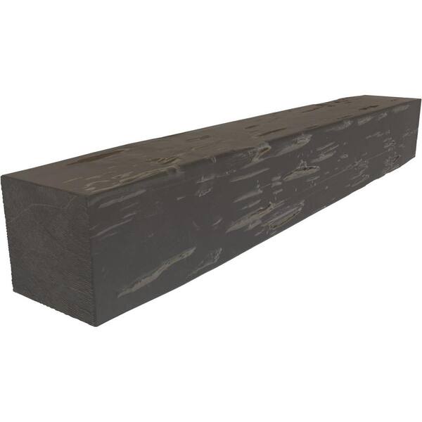 Ekena Millwork 4 in. x 6 in. x 3 ft. Pecky Cypress Faux Wood Fireplace Mantel Aged Cedar