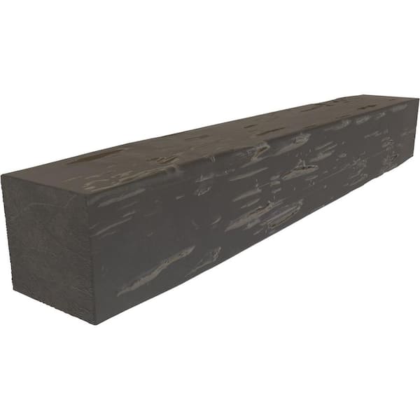 Ekena Millwork 4 in. x 6 in. x 6 ft. Pecky Cypress Faux Wood Fireplace Mantel Aged Cedar