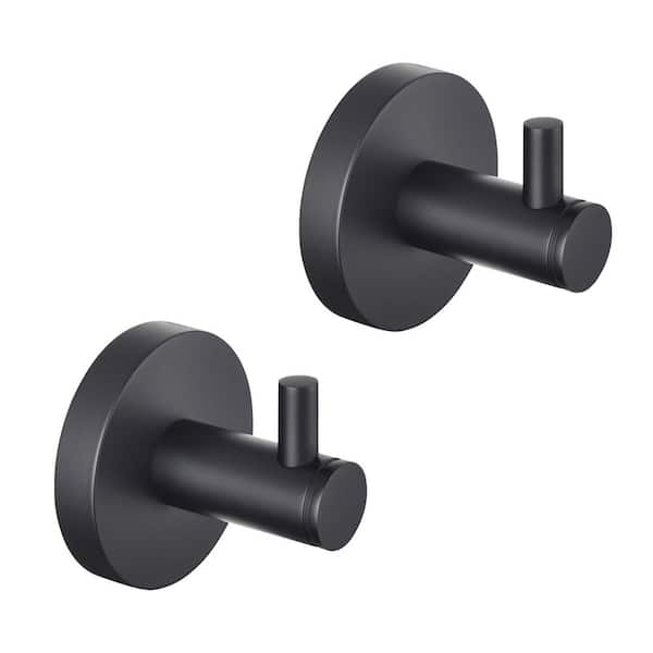 Bathroom Accessories J-Hook Robe/Towel Hook 2-Piece in Matte Black