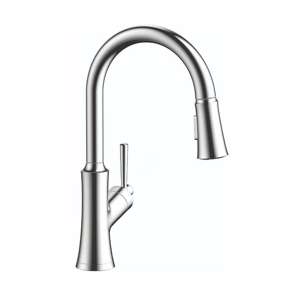 Joleena Modern Chrome High Arc Pull-Down Kitchen Faucet