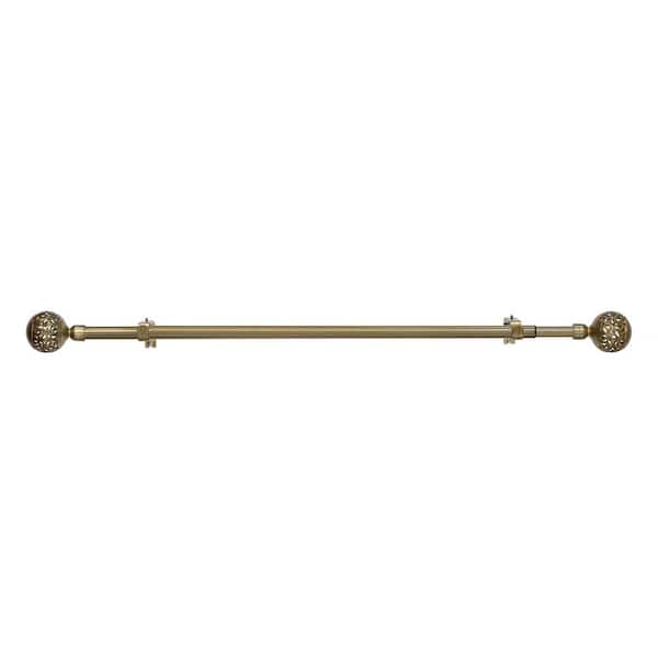 ACHIM Buono II Filigree 48 in. - 86 in. Adjustable 3/4 in. Single Curtain Rod in Antique Gold Filigree Finials