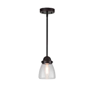 Yellowstone 1-Light Oil Rubbed Bronze Pendant with Seeded Glass Shade