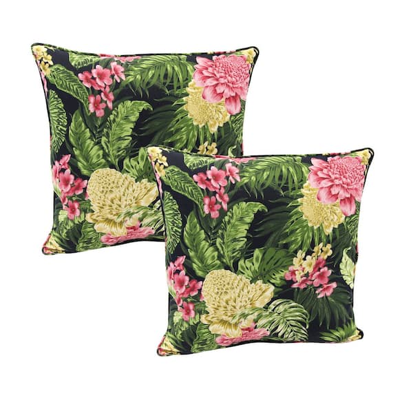 Jordan Manufacturing 20 in. L x 20 in. W x 4 in. T Square Outdoor Throw Pillow in Fabian Fairway (2-Pack)
