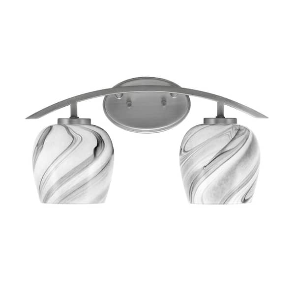 Unbranded Siena 18.25 in. 2-Light Vanity Light Graphite with Onyx Swirl Glass Shades