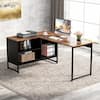 BYBLIGHT Lanita 60 in. L Shaped Desk Rustic Brown Black Engineered Wood  Metal Frame Computer Desk with File Cabinet BB-XK00149-RM - The Home Depot