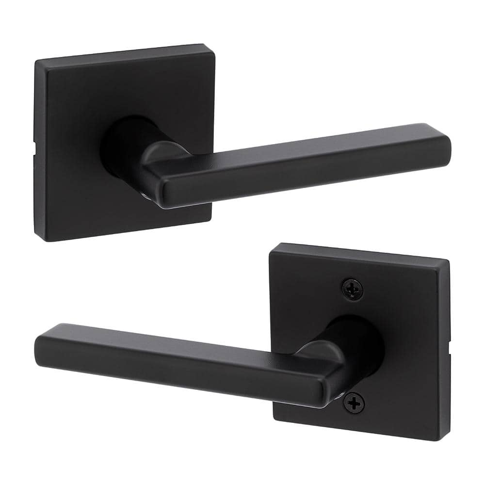 Kwikset Halifax Square Matte Black Hall/Closet Passage Door Lever ...