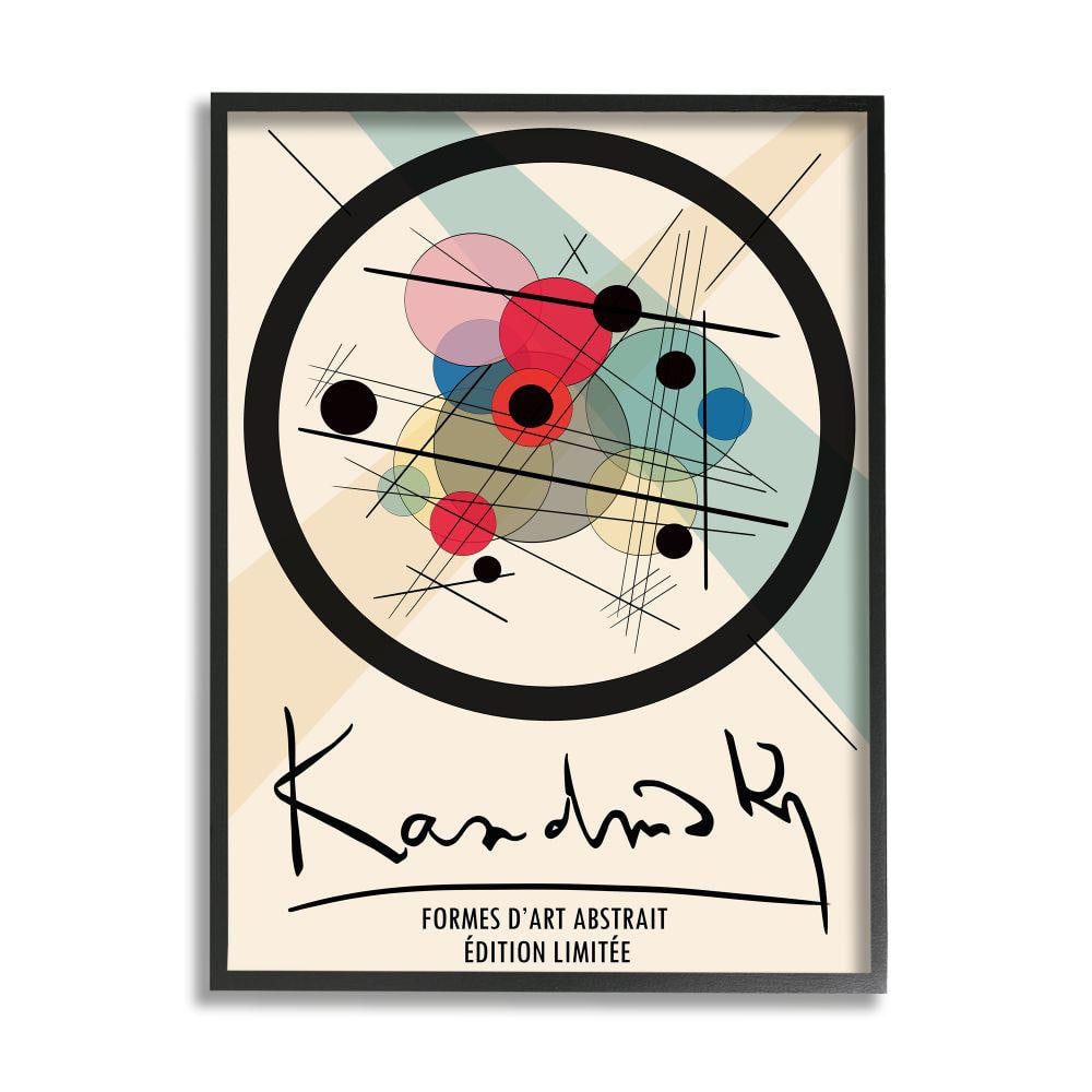 Kandinsky Traditional Abstract Layered Circles Patchwork Lines Stupell Industries Format: Black Framed, Size: 20 H x 16 W