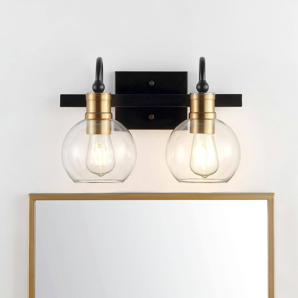 Marais 14.5" Black and Brass Iron Bathroom Vanity Light