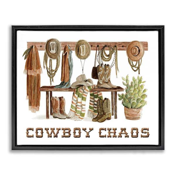 Stupell Industries Cowboy Chaos Accessories by Cindy Jacobs Black Floater Frame Typography Graphic Art Print 25 in. x 31 in.