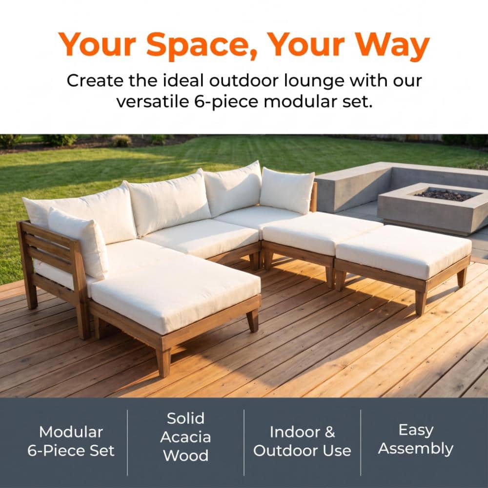 Modular 6-piece outdoor set in a backyard setting.
